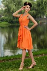 V Neck Orange Chiffon Homecoming Dresses For Sale