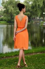 V Neck Orange Chiffon Homecoming Dresses For Sale