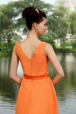 V Neck Orange Chiffon Homecoming Dresses For Sale