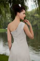 Affordable One Shoulder Homecoming Grey Chiffon Dress