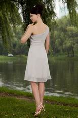 Affordable One Shoulder Homecoming Grey Chiffon Dress