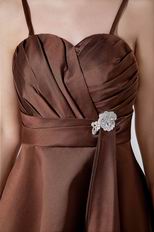 Classic Spaghetti Straps Junior Homecoming Dress Brown