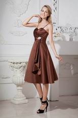 Classic Spaghetti Straps Junior Homecoming Dress Brown