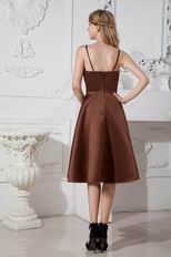 Classic Spaghetti Straps Junior Homecoming Dress Brown