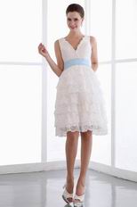 Layers Lace Skirt Homecoming Dress With Baby Blue Belt