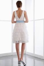 Layers Lace Skirt Homecoming Dress With Baby Blue Belt