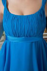 Noble Square Bodice Blue Chiffon Woman Homecoming Dress