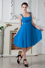 Noble Square Bodice Blue Chiffon Woman Homecoming Dress