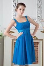 Noble Square Bodice Blue Chiffon Woman Homecoming Dress