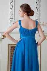 Noble Square Bodice Blue Chiffon Woman Homecoming Dress