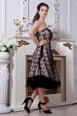 Unique Tea Length Homecoming Dress With Black Lace