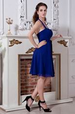 Simple Halter Royal Blue Chiffon Homecoming Dress Low Price