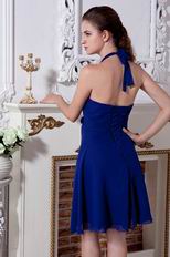 Simple Halter Royal Blue Chiffon Homecoming Dress Low Price
