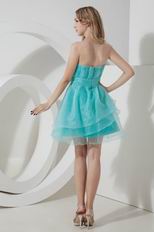 Simple Strapless Layers Aqua Dress To Homecoming Wear