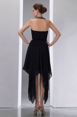 Halter High Low Customized Tailoring Black Homecoming Dress