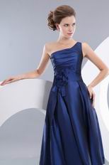 Modest Dark Blue Homecoming Dress With One Shoulder Skirt