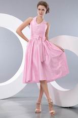 Short Pink Taffeta Homecoming Dress Halter Top Design