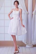 Halter White Chiffon Skirt With Bowknot Homecoming Dress