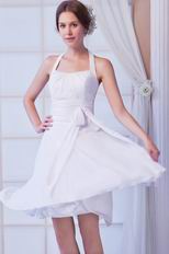 Halter White Chiffon Skirt With Bowknot Homecoming Dress