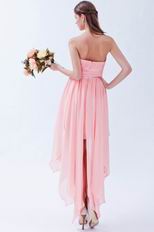 Cute Cascade Drapped Asymmetrical Pink Homecoming Dress