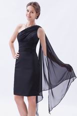 One Shoulder Drapped Short Black Homecoming Dress Style