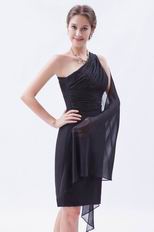 One Shoulder Drapped Short Black Homecoming Dress Style