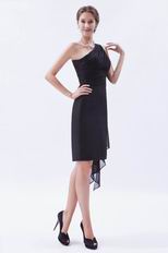 One Shoulder Drapped Short Black Homecoming Dress Style