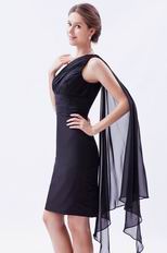 One Shoulder Drapped Short Black Homecoming Dress Style