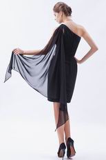 One Shoulder Drapped Short Black Homecoming Dress Style