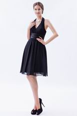 Halter V-neck Black 2018 Homecoming Dresses With Belt