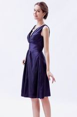 V-Neck Purple Taffeta Mini Homecoming Short Dresses