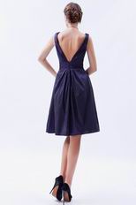 V-Neck Purple Taffeta Mini Homecoming Short Dresses