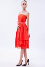 Wholesale Strapless Sequin Belt Orange Red Homecoming Dress