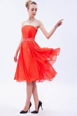 Wholesale Strapless Sequin Belt Orange Red Homecoming Dress