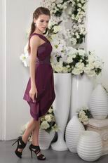 2014 Purple Homecoming Dress With Asymmetrical Skirt