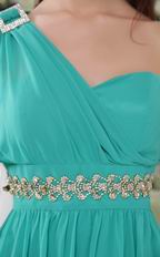 Turquoise One Shoulder Long Sleeve Homecoming Dress