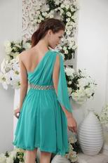 Turquoise One Shoulder Long Sleeve Homecoming Dress