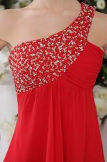 Sexy One Shoulder Beaded Wine Red Homecoming Dress