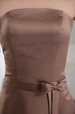 Chocolate Satin Homecoming Dress With Bowknot