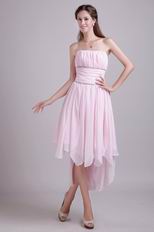 Strapless High-low Pink Chiffon Cute Homecoming Dress