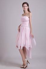 Strapless High-low Pink Chiffon Cute Homecoming Dress