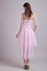 Strapless High-low Pink Chiffon Cute Homecoming Dress