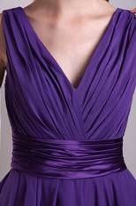 Purple V-neck Homecoming Dress With Hand Made Flower