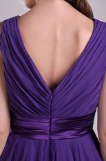 Purple V-neck Homecoming Dress With Hand Made Flower