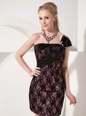 2013 Strapless Column Homecoming Dress With Black Lace