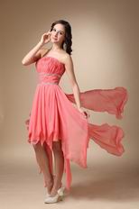 Watermelon Cascade Skirt High Low Homecoming Dress