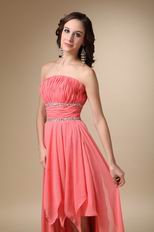 Watermelon Cascade Skirt High Low Homecoming Dress