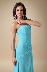 Cheap Strapless Aqua Blue High Low Prom Dress