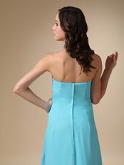 Cheap Strapless Aqua Blue High Low Prom Dress