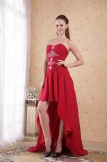 Cheap Sweetheart Wine Red Chiffon High-low Prom Dress